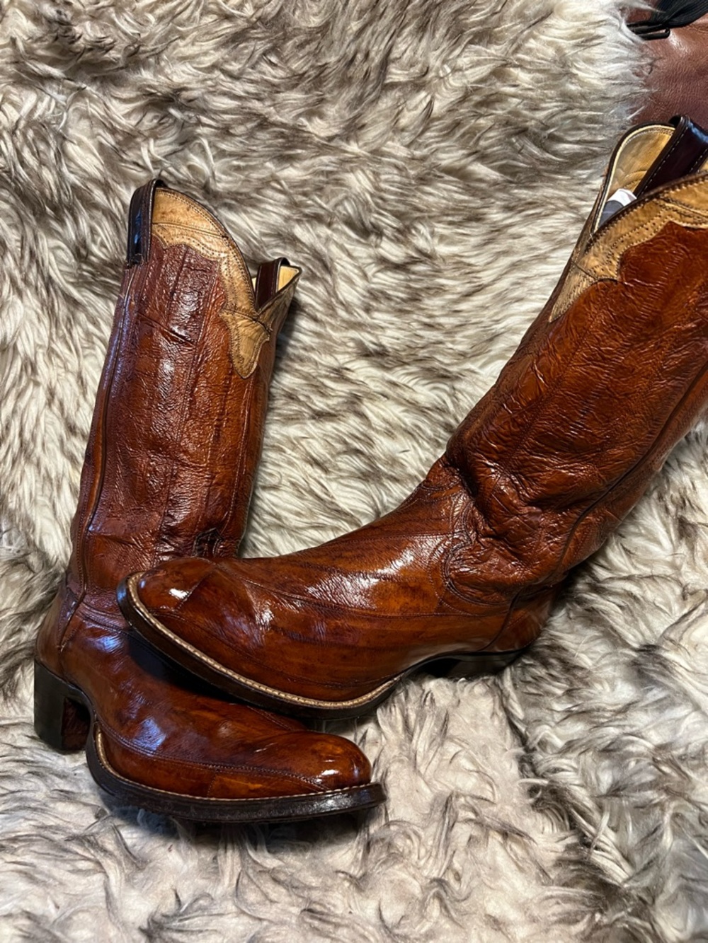 Justin Men Full EEL Western Cowboy BootsCARMEL-Sz 7.5 E